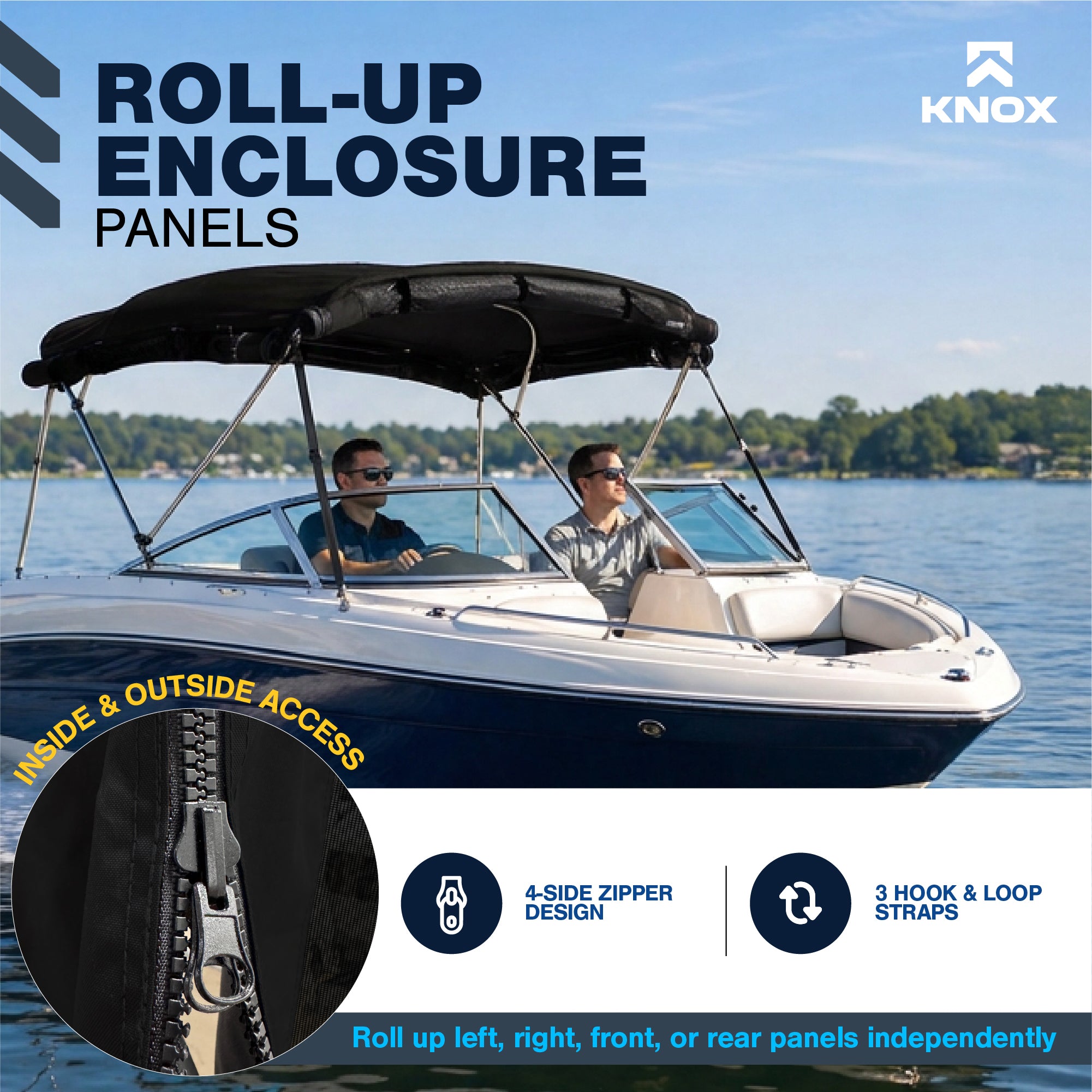 KNOX 3 Bow Bimini Mesh Enclosure with Frame Kit