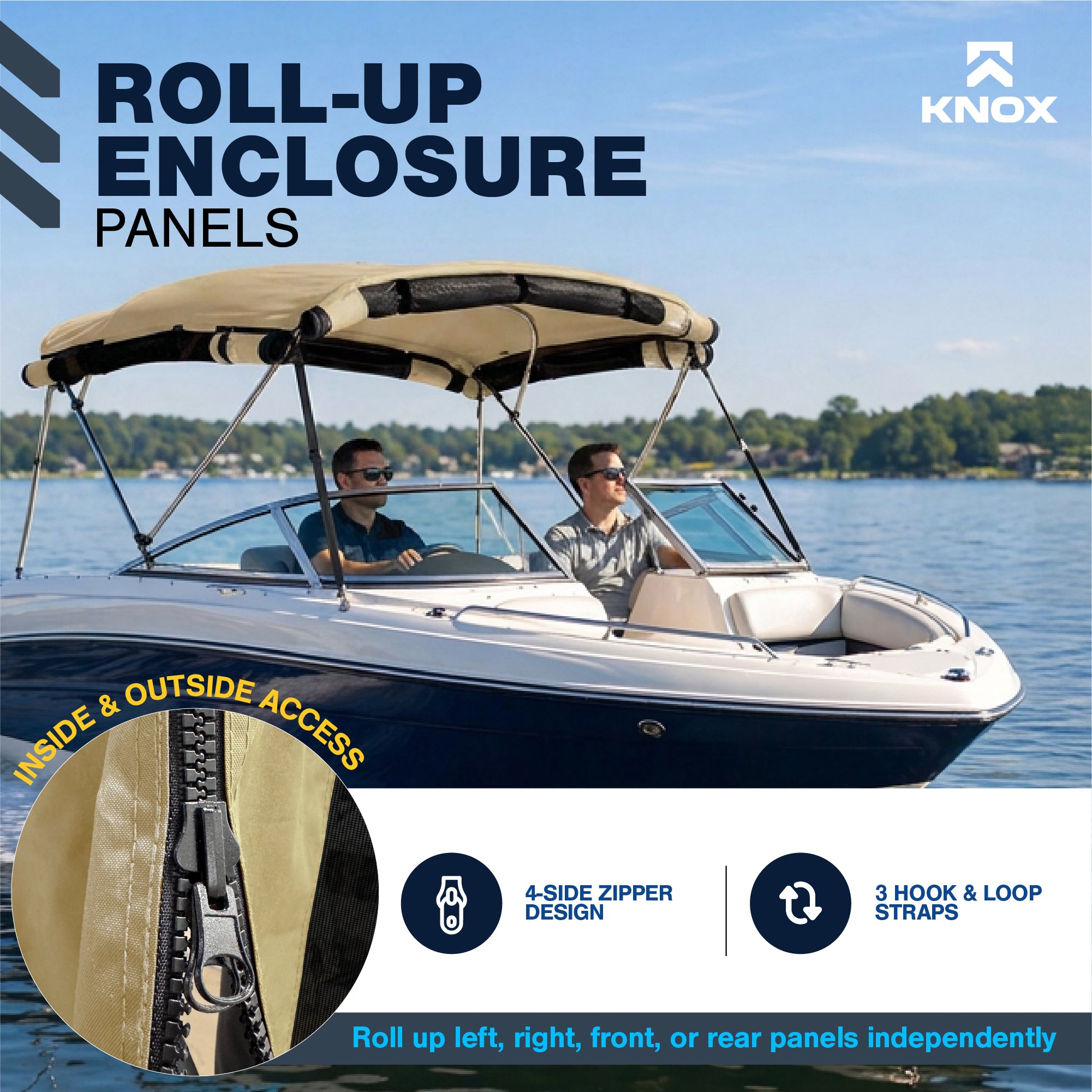 KNOX 3 Bow Bimini Mesh Enclosure with Frame Kit