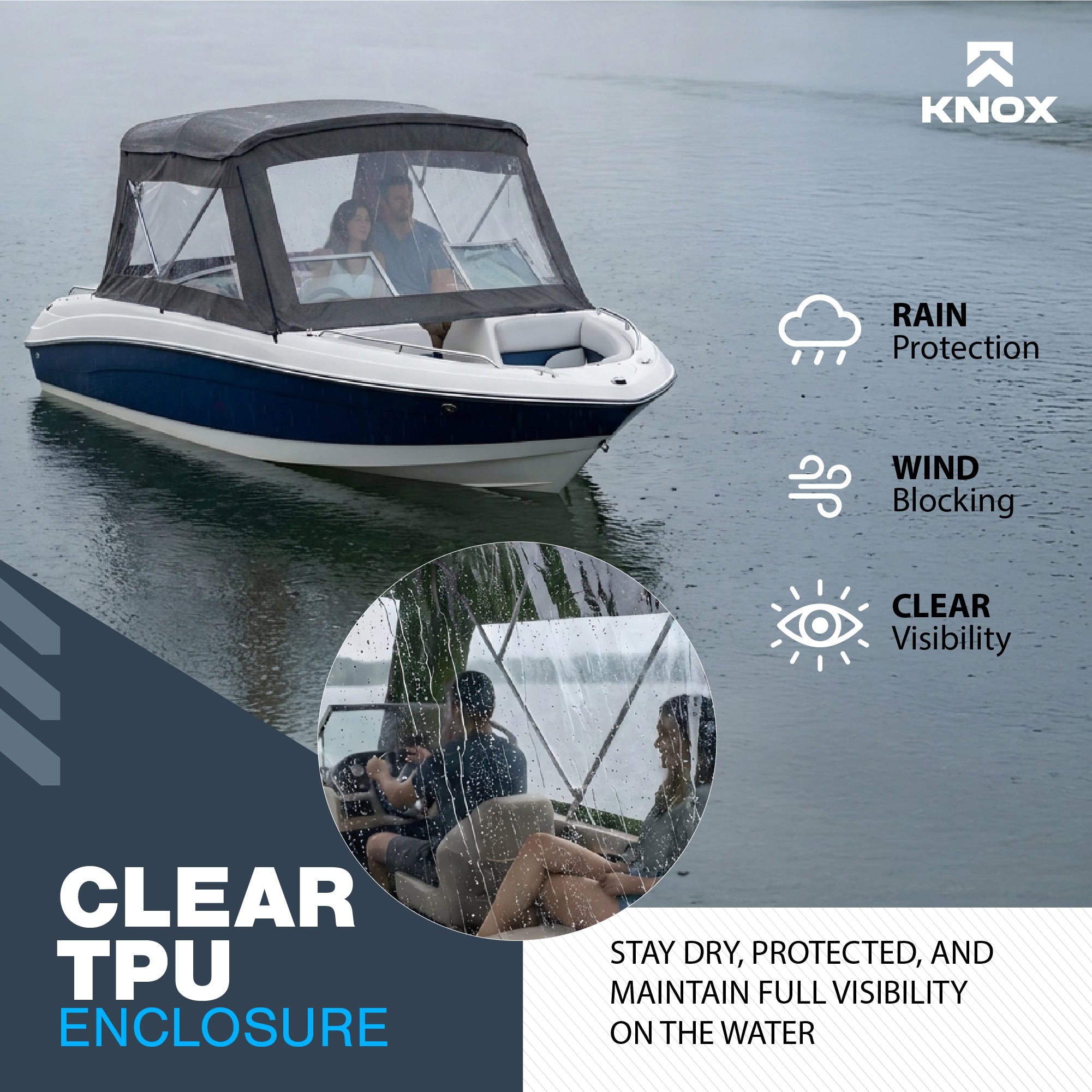 KNOX 3 Bow Bimini Enclosure with Frame Kit