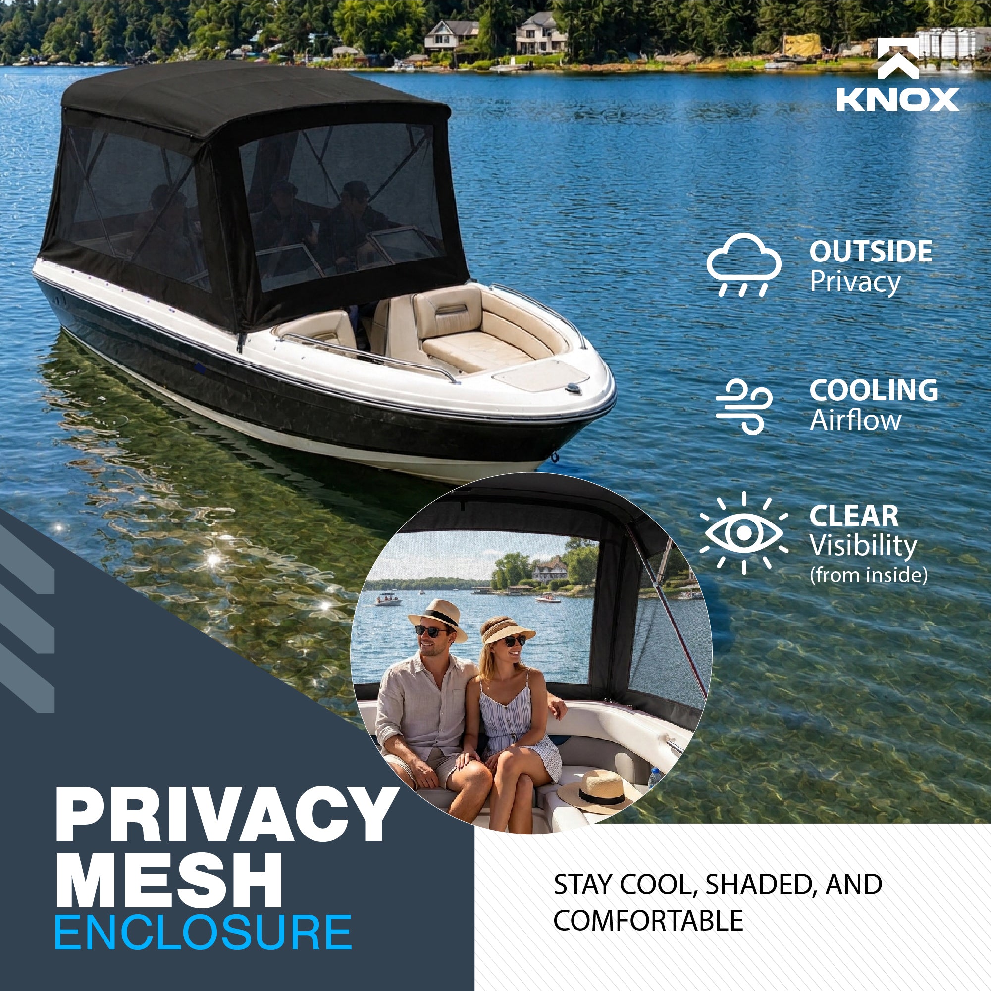 KNOX 4 Bow Bimini Mesh Enclosure with Frame Kit