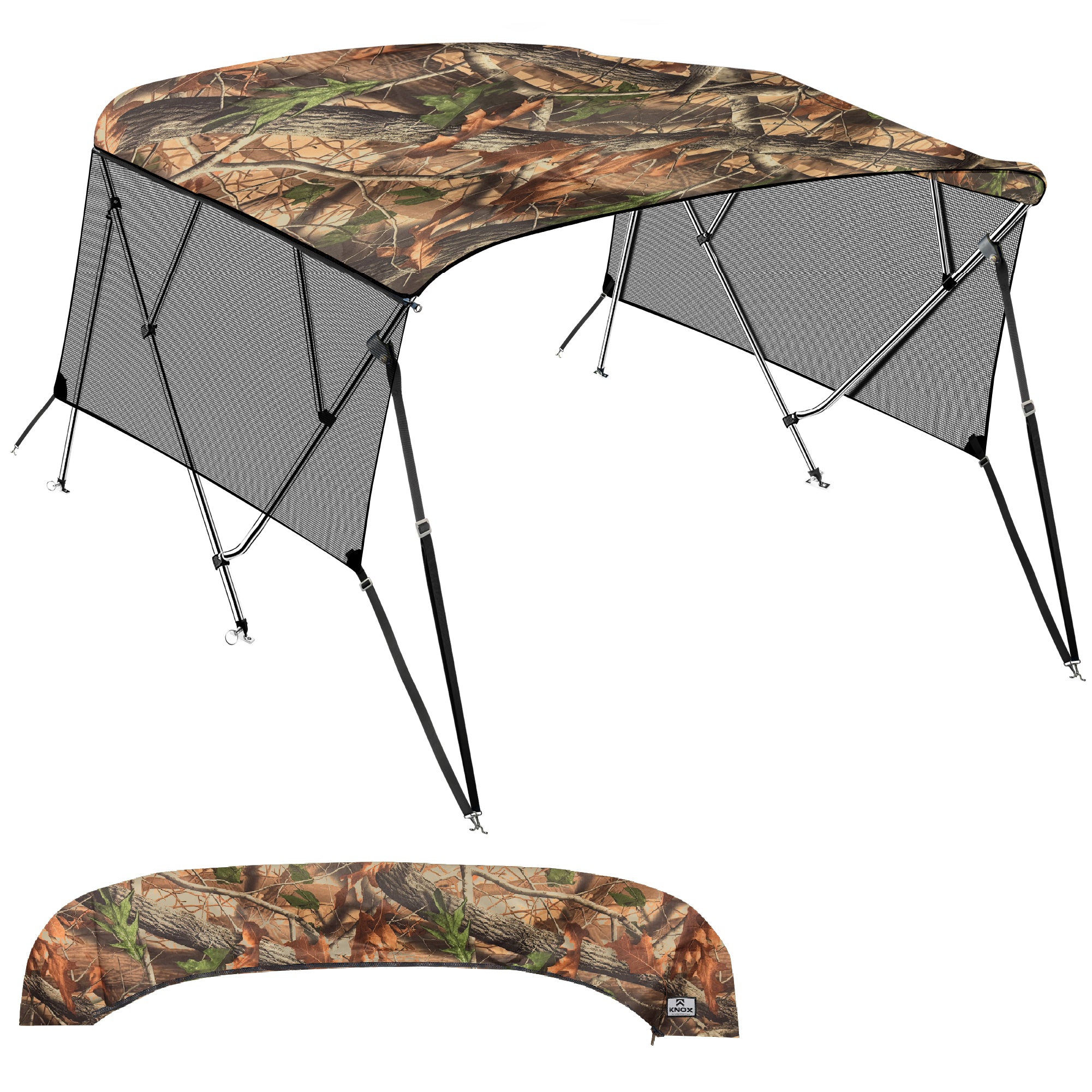 KNOX Pro Series 4 Bow Bimini Top With Sidewalls, Mesh