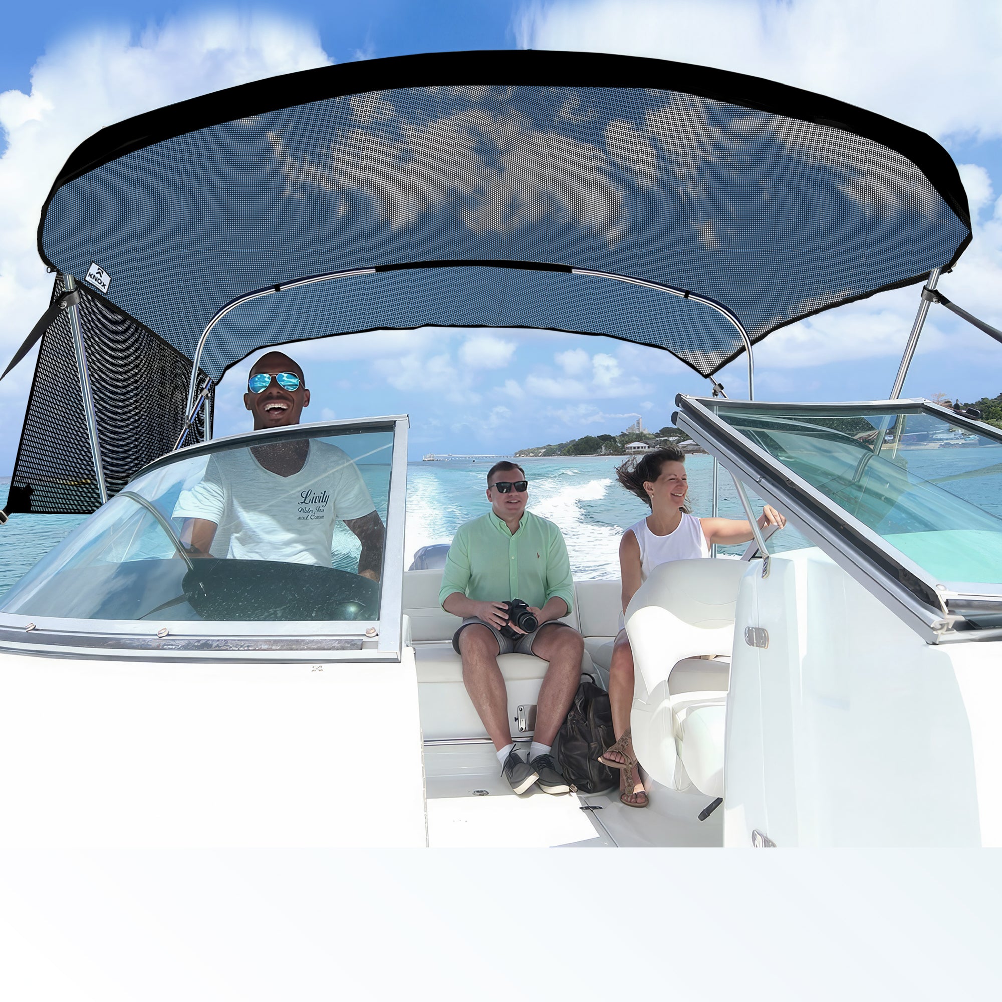 KNOX Pro Series 3 Bow Bimini Top With Sidewalls, Mesh