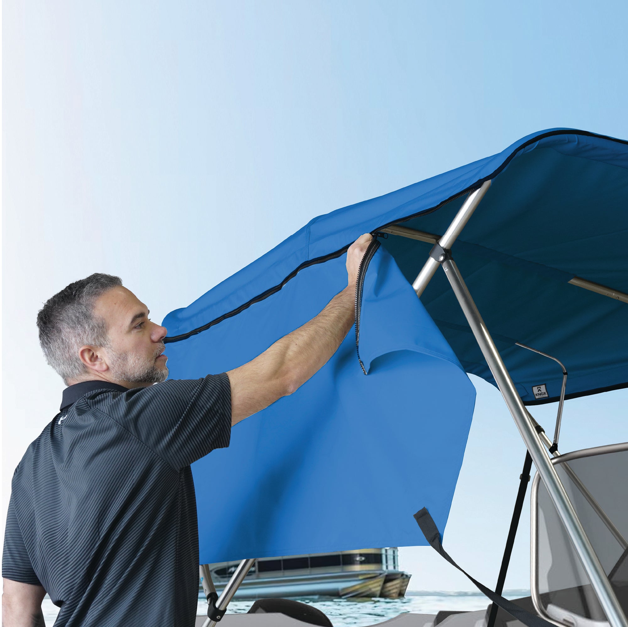 KNOX Pro Series 4 Bow Bimini Top With Sidewalls, Mesh