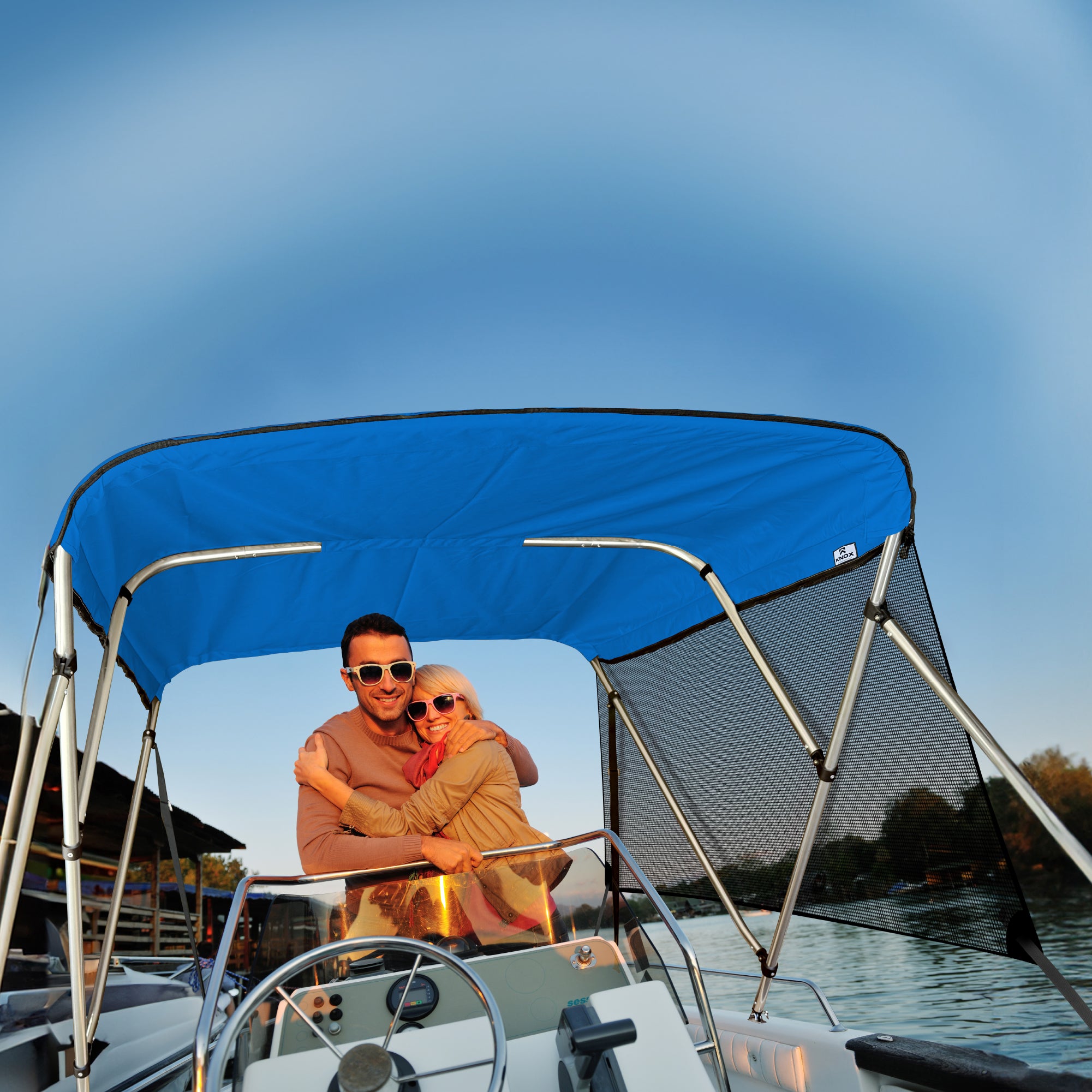 KNOX Pro Series Canvas With Sidewalls for 3 Bow Bimini Top, Mesh