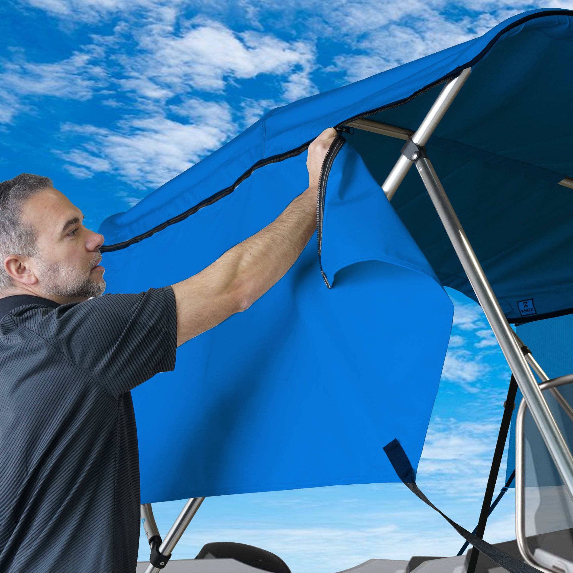 KNOX Pro Series Canvas With Sidewalls for 3 Bow Bimini Top, Solid