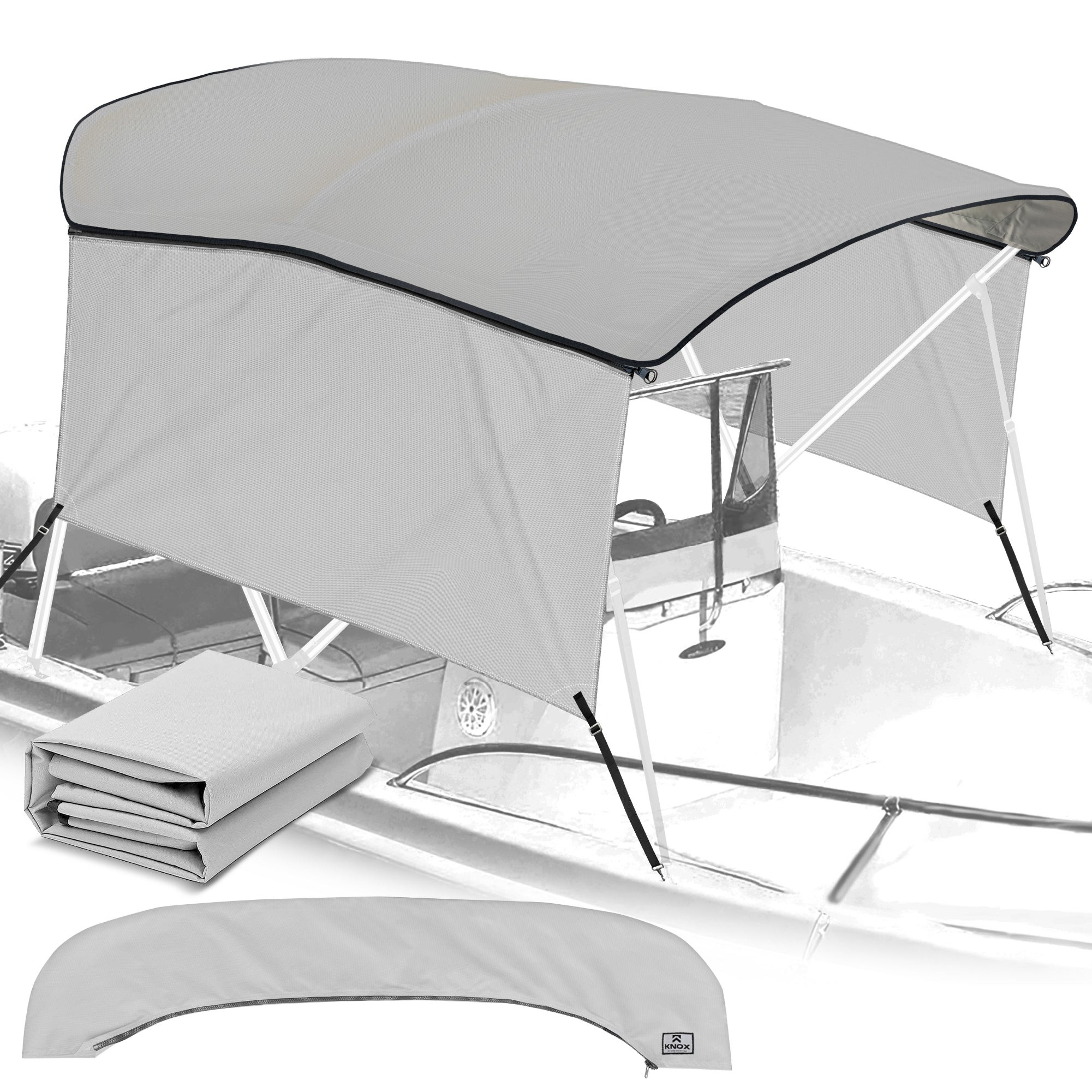 KNOX Pro Series Canvas With Sidewalls for 3 Bow Bimini Top, Solid