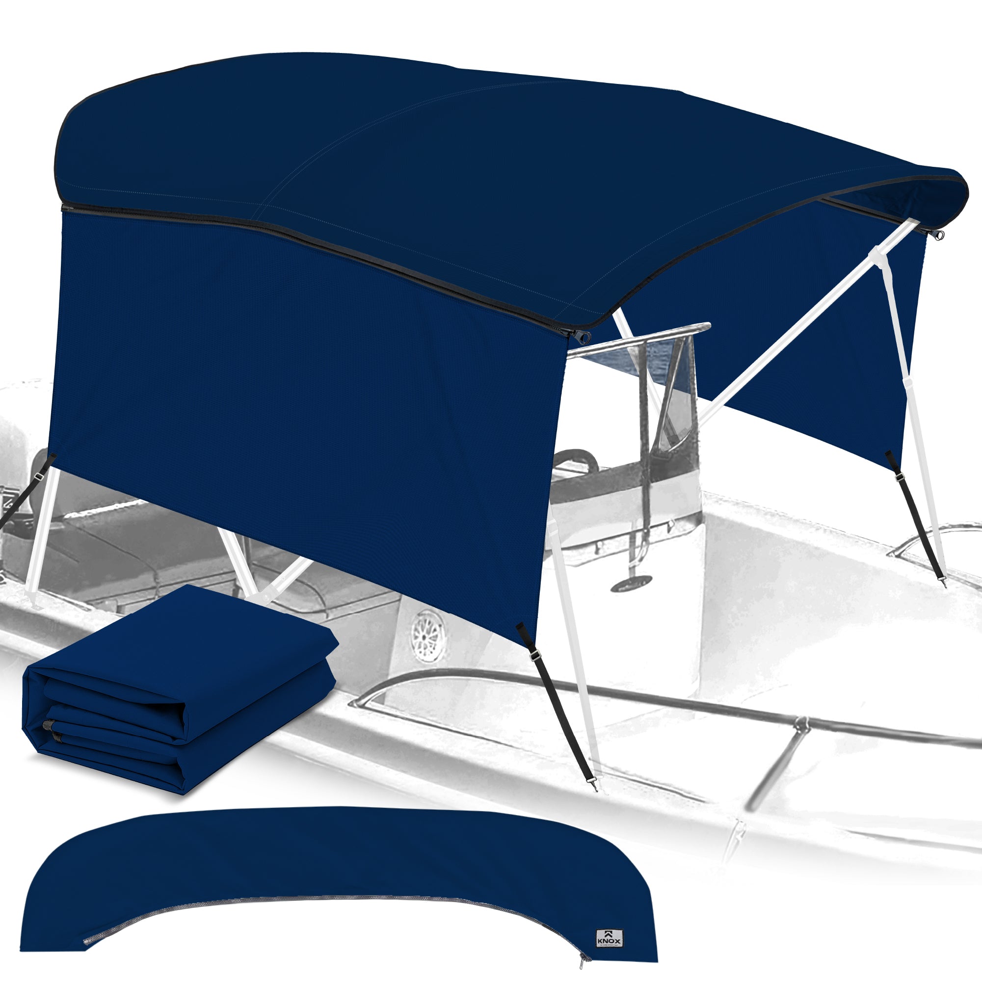 KNOX Pro Series Canvas With Sidewalls for 3 Bow Bimini Top, Solid