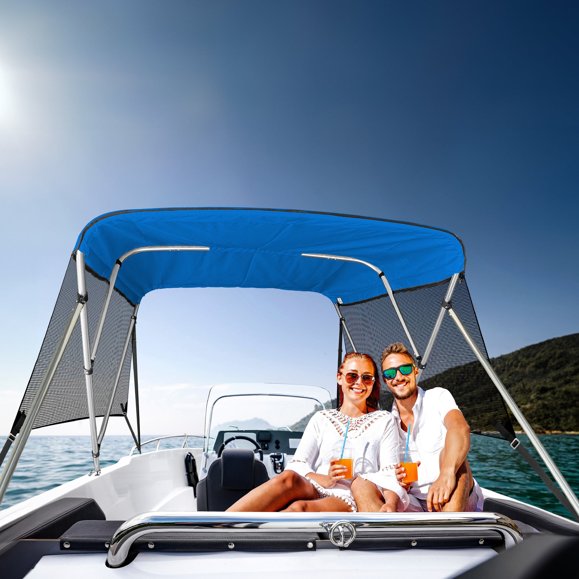 KNOX Pro Series Canvas With Sidewalls for 4 Bow Bimini Top, Mesh