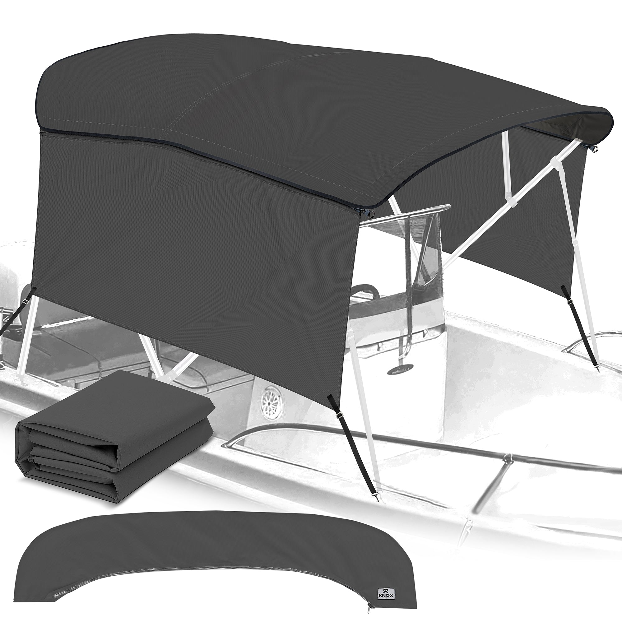 KNOX Pro Series Canvas With Sidewalls for 4 Bow Bimini Top, Solid