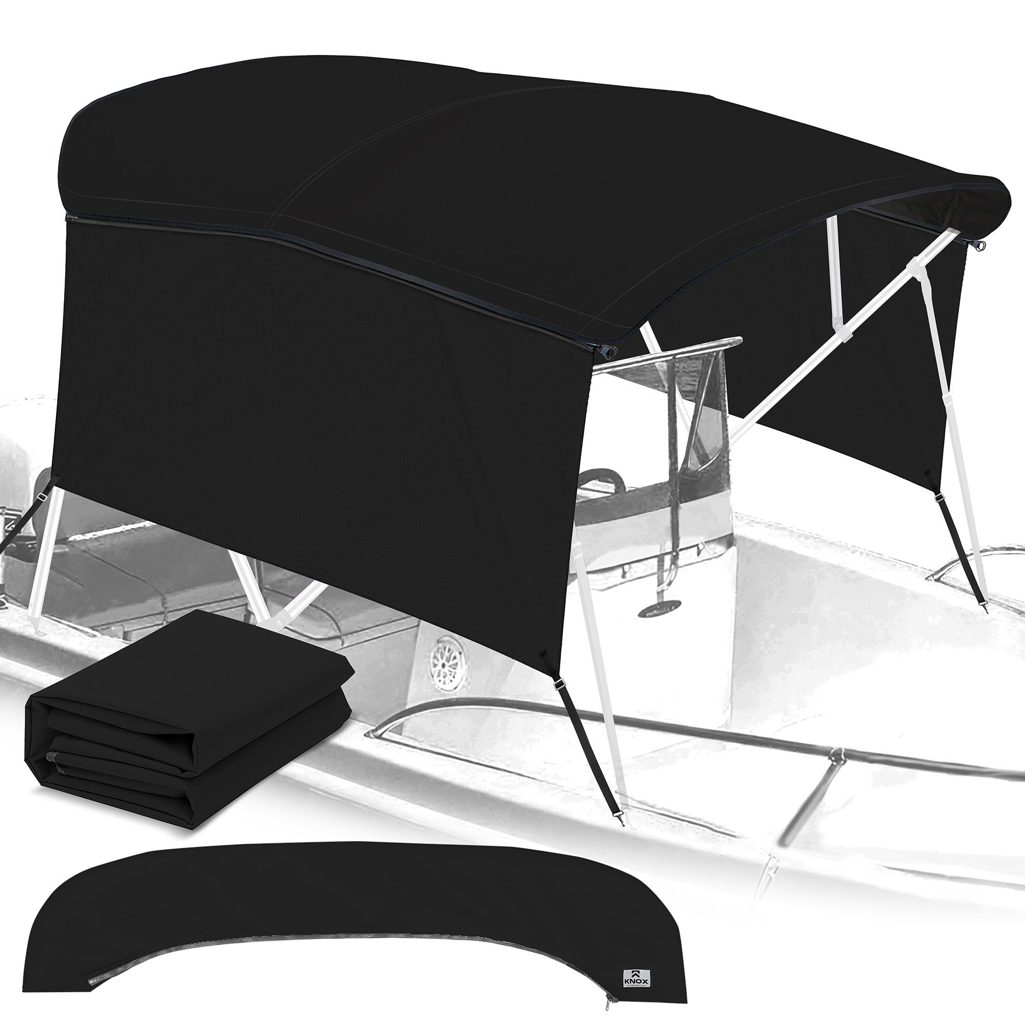 KNOX Pro Series Canvas With Sidewalls for 4 Bow Bimini Top, Solid