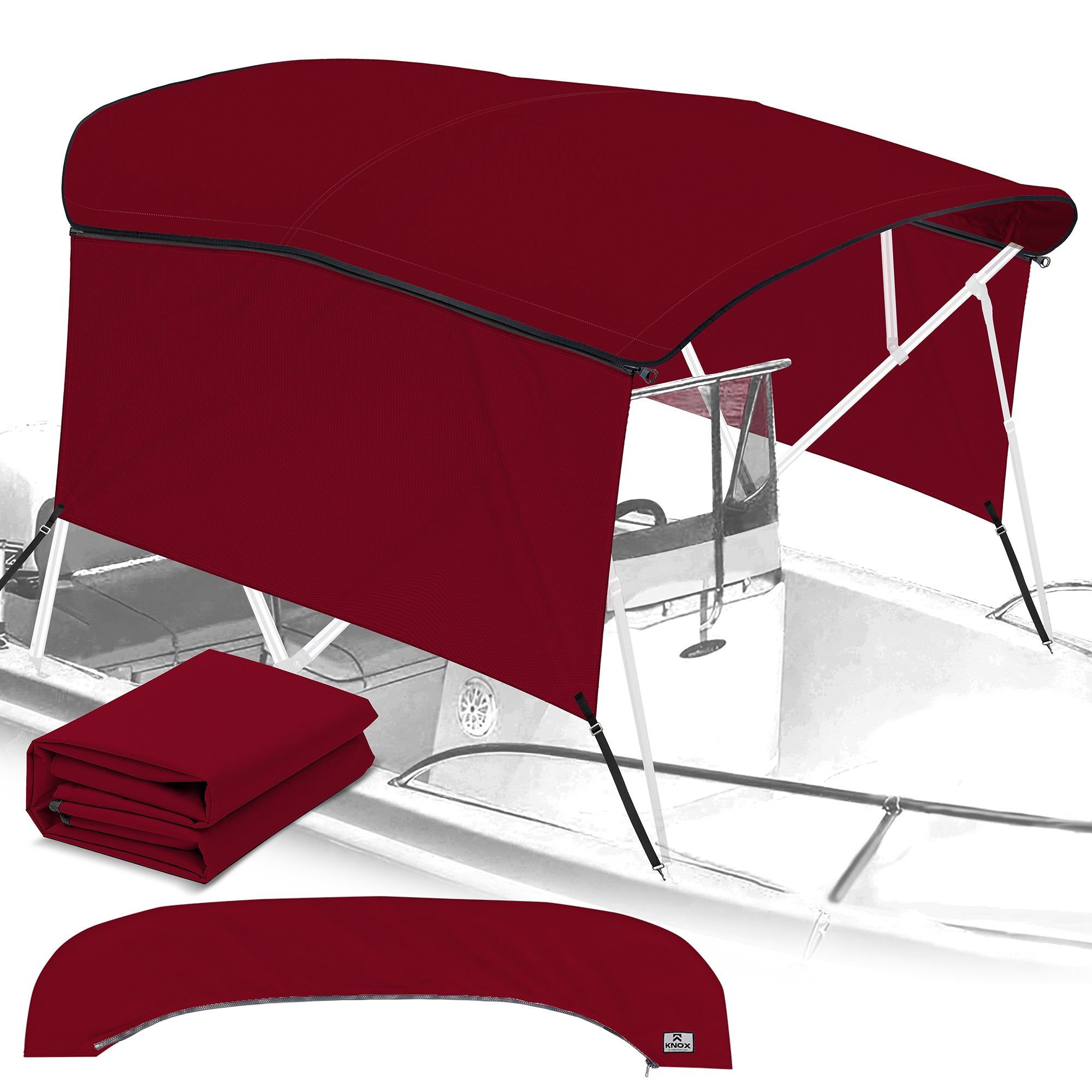 KNOX Pro Series Canvas With Sidewalls for 4 Bow Bimini Top, Solid