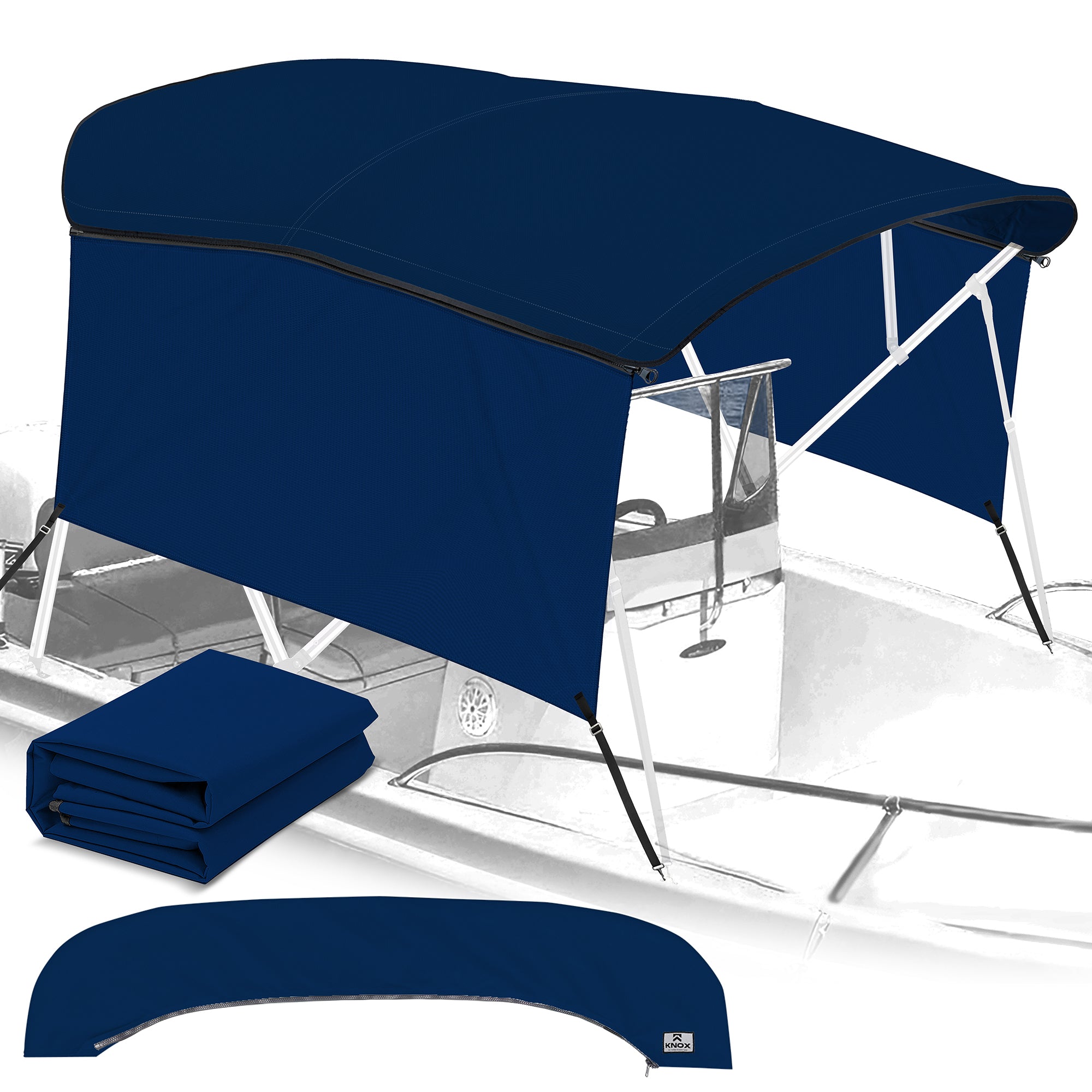KNOX Pro Series Canvas With Sidewalls for 4 Bow Bimini Top, Solid