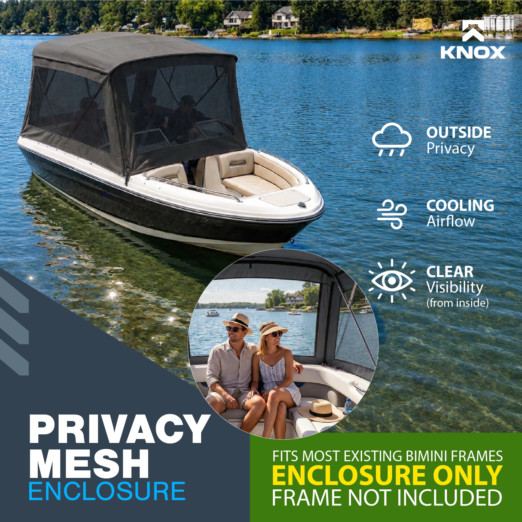 KNOX Universal 4 Bow Bimini Mesh Enclosure Only