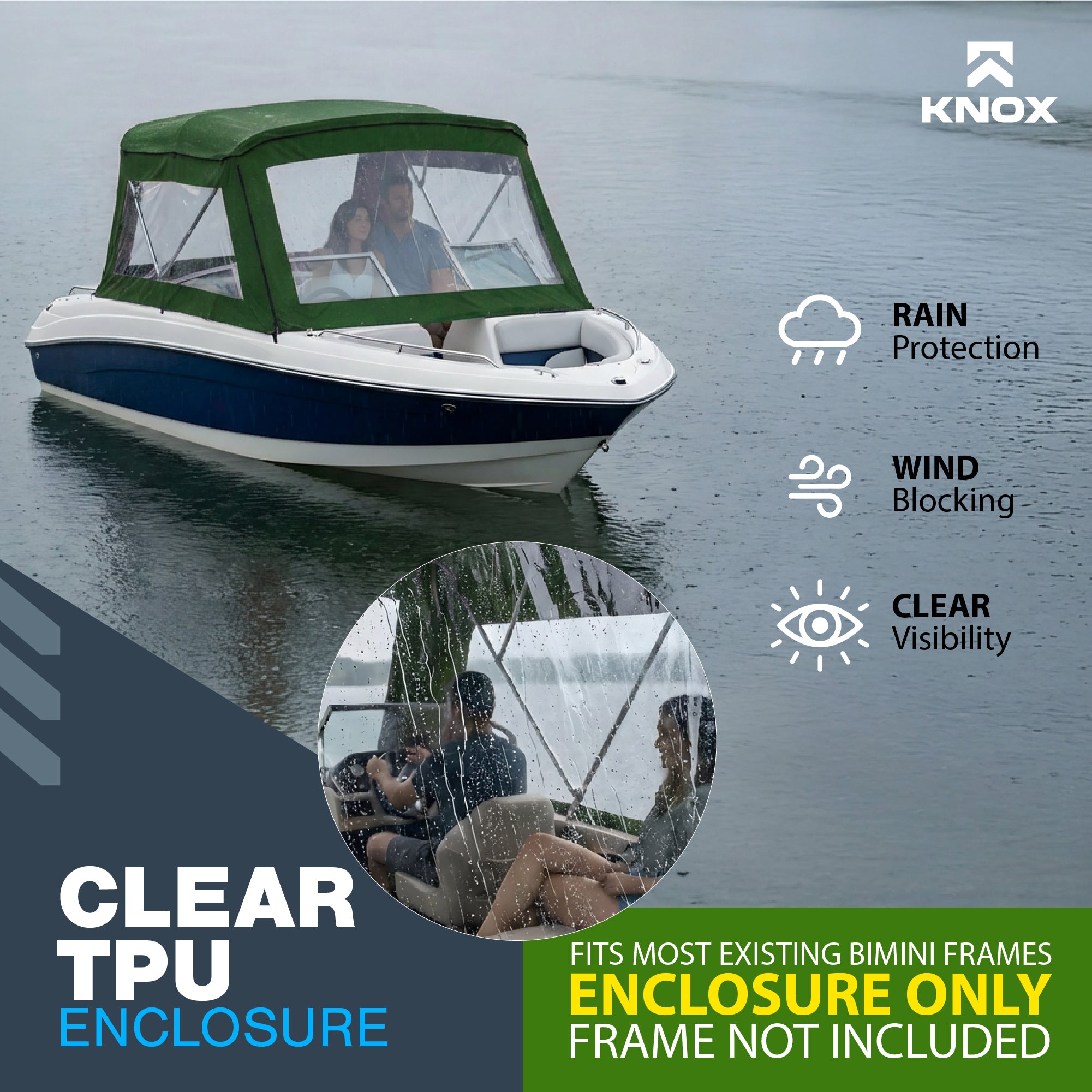 KNOX Universal 3 Bow Bimini Enclosure Only