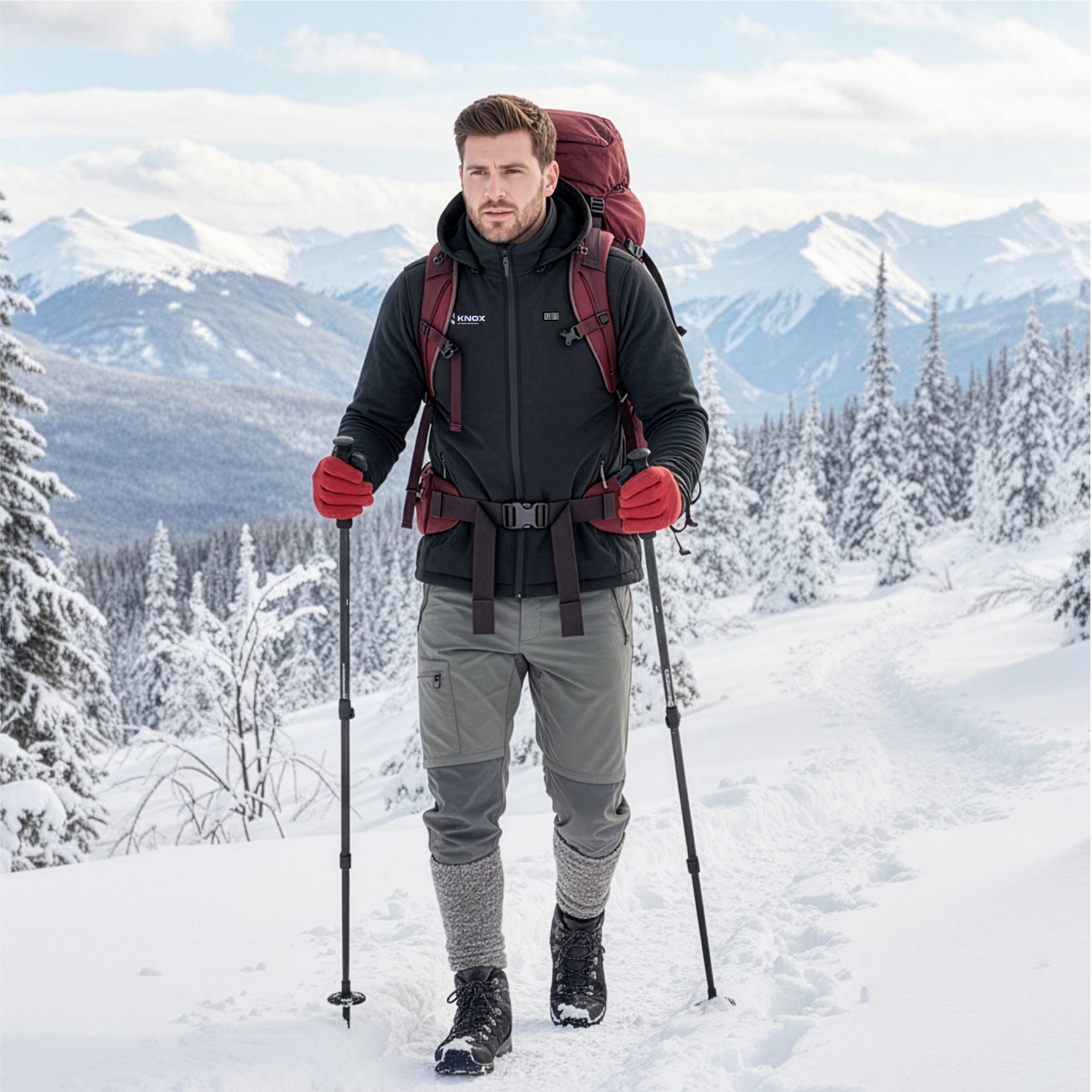 KNOX Unisex Heated Jacket with 4 Heat Zones, USB Powered