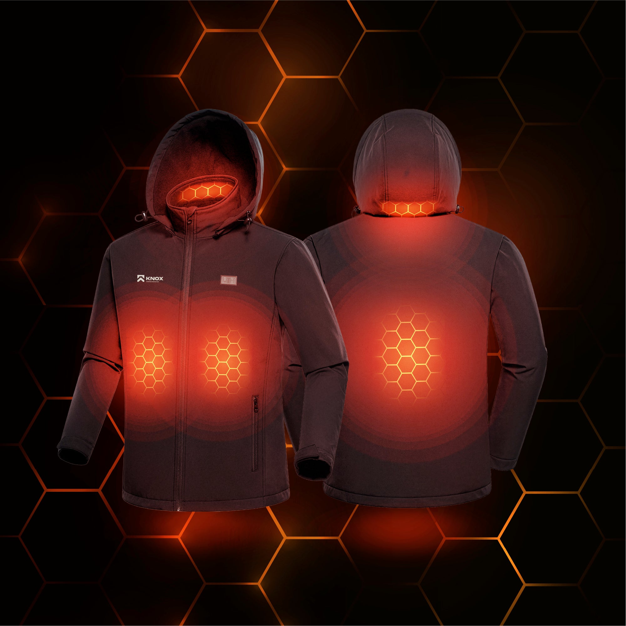 KNOX Unisex Heated Jacket with 4 Heat Zones, USB Powered