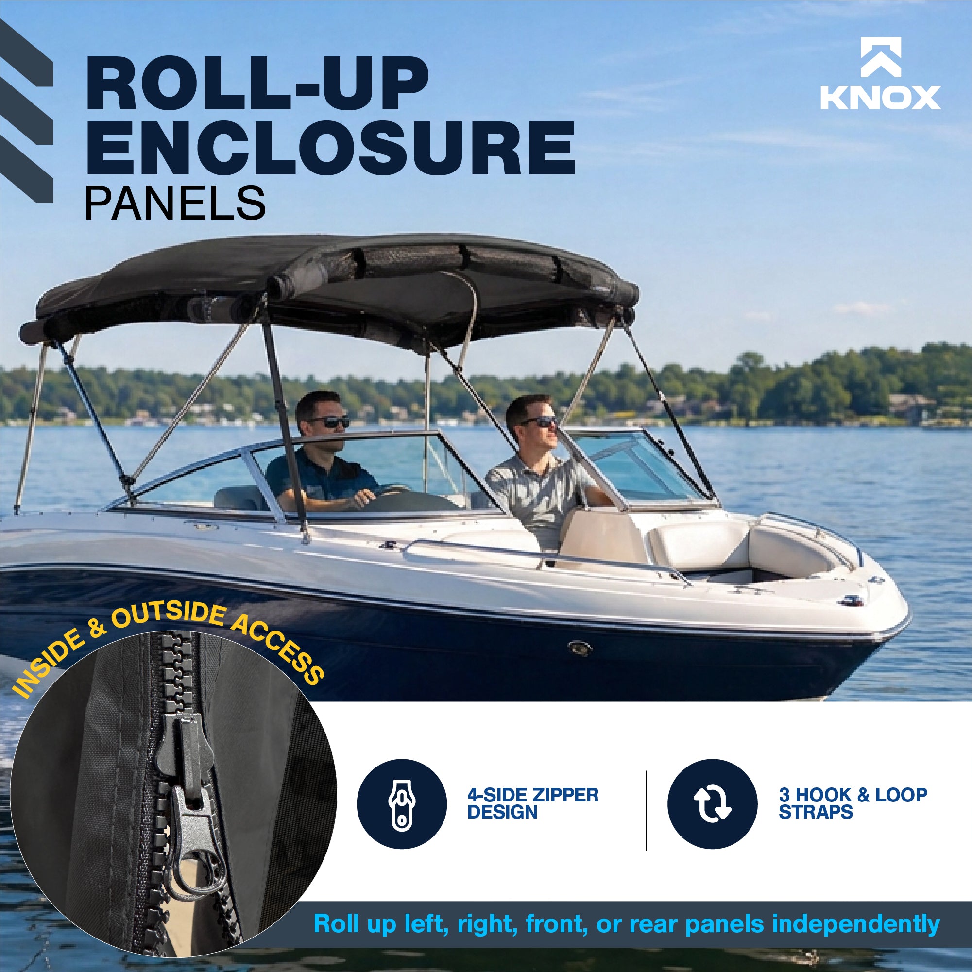 KNOX 3 Bow Bimini Mesh Enclosure with Frame Kit