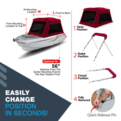 KNOX 3 Bow Bimini Mesh Enclosure with Frame Kit