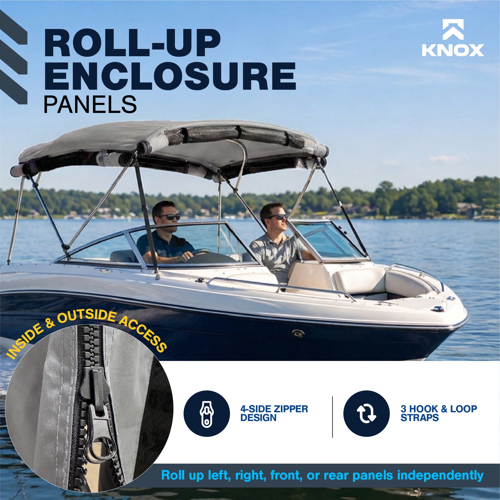 KNOX 3 Bow Bimini Mesh Enclosure with Frame Kit