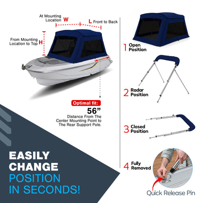 KNOX 3 Bow Bimini Mesh Enclosure with Frame Kit