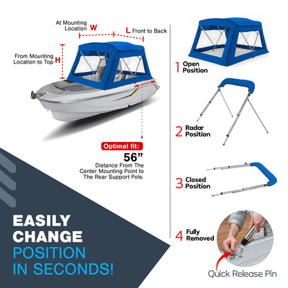 KNOX 3 Bow Bimini Enclosure with Frame Kit