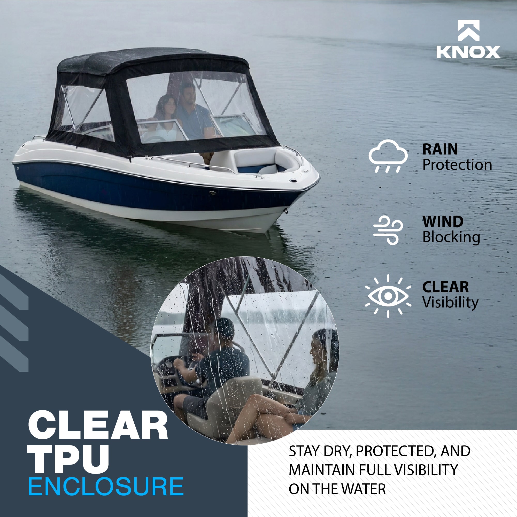 KNOX 3 Bow Bimini Enclosure with Frame Kit