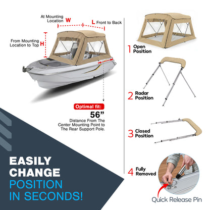 KNOX 3 Bow Bimini Enclosure with Frame Kit