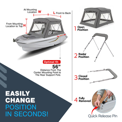 KNOX 3 Bow Bimini Enclosure with Frame Kit