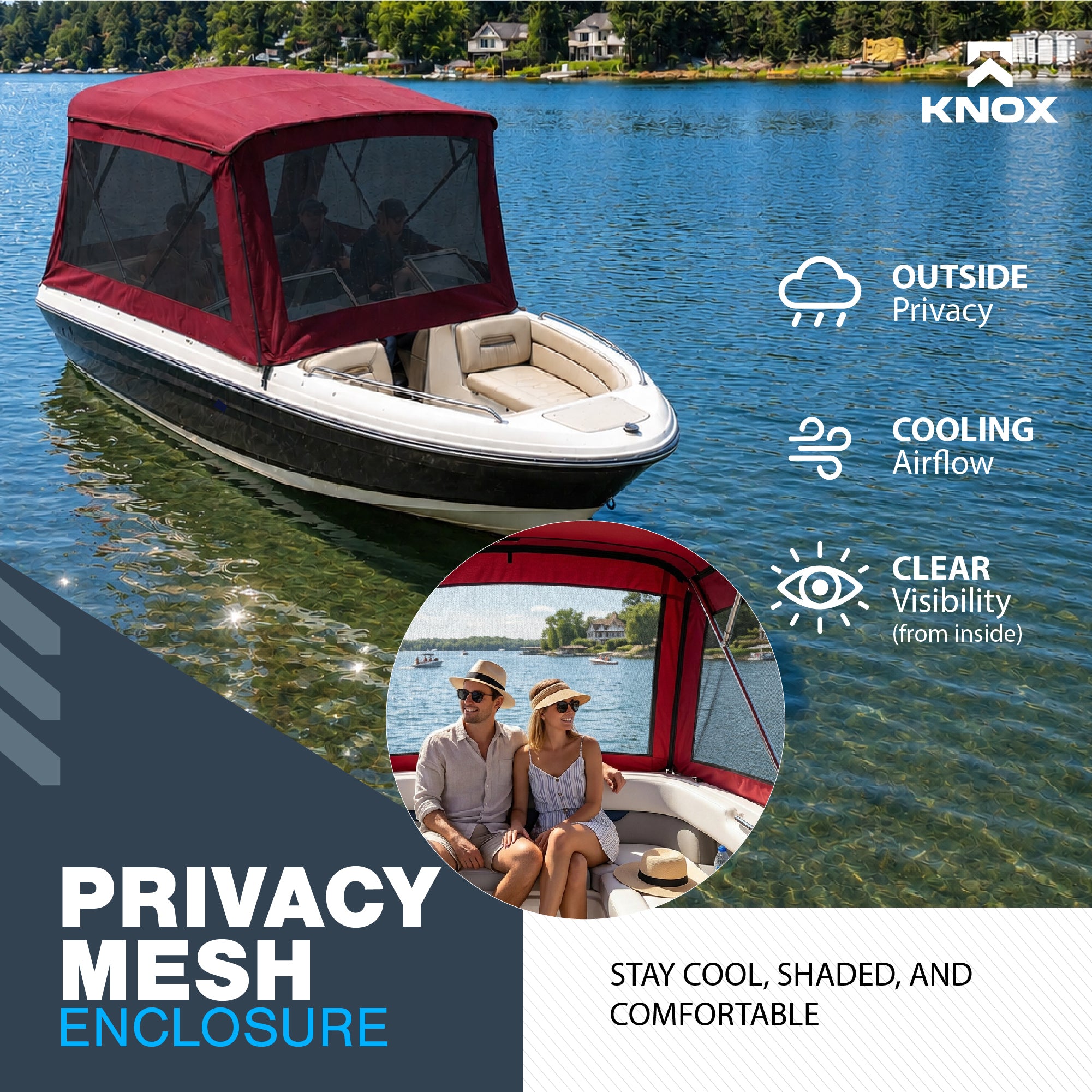 KNOX 4 Bow Bimini Mesh Enclosure with Frame Kit