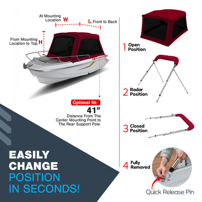 KNOX 4 Bow Bimini Mesh Enclosure with Frame Kit