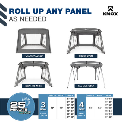 KNOX 4 Bow Bimini Enclosure with Frame Kit