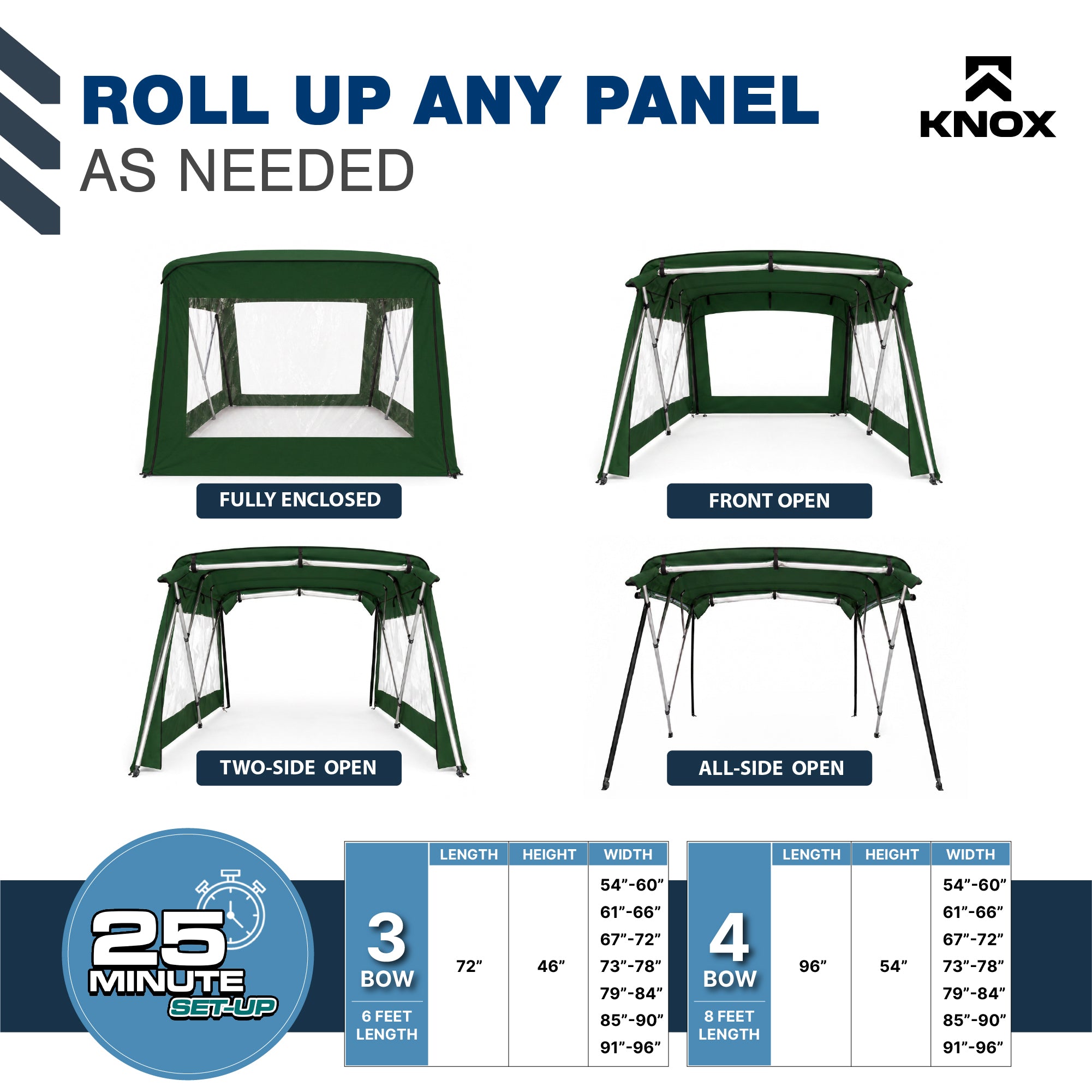 KNOX 4 Bow Bimini Enclosure with Frame Kit
