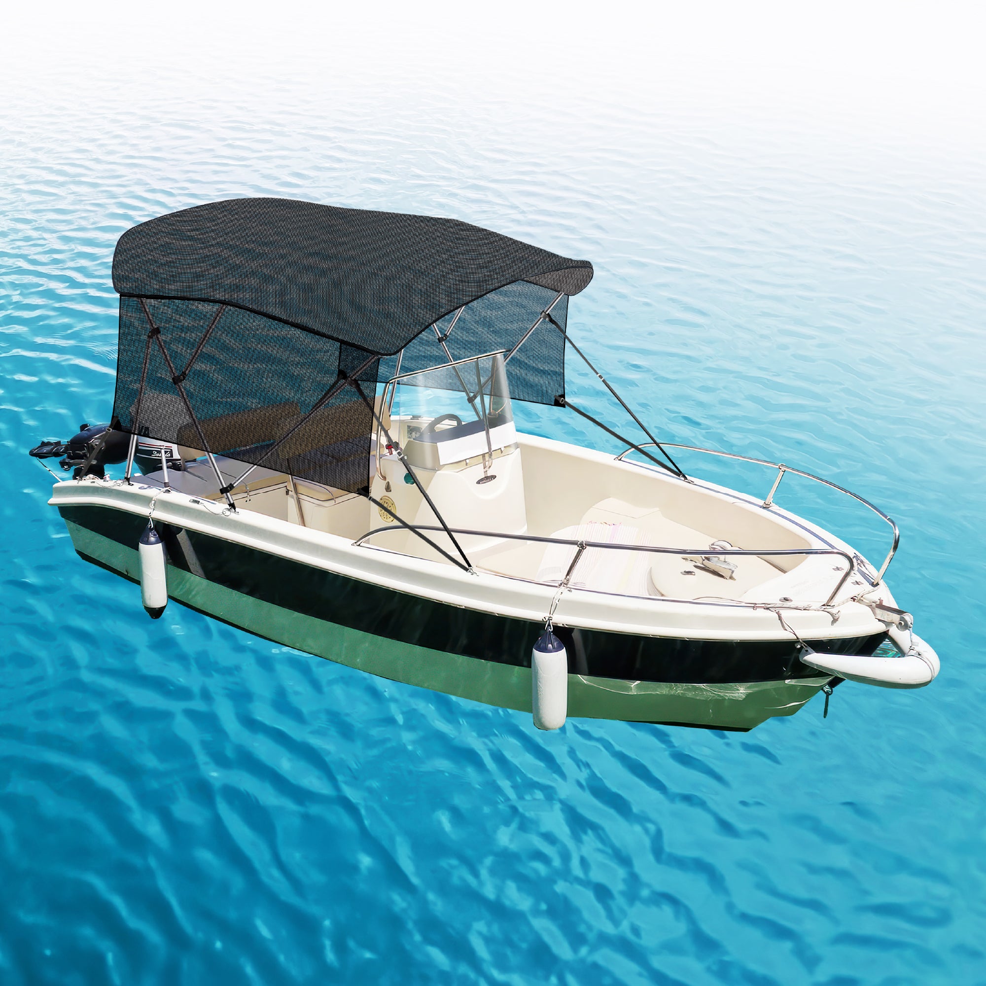 KNOX 3 Bow Bimini Top With Sidewalls, Mesh