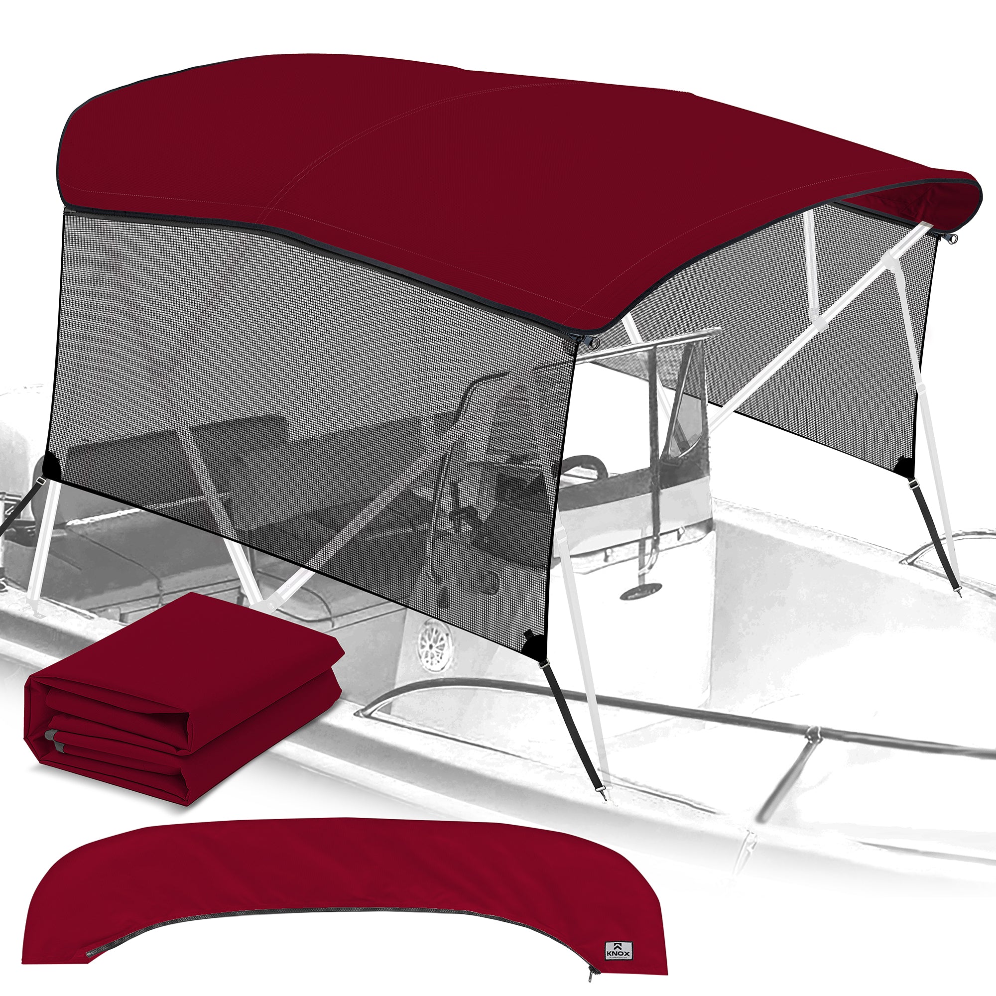 KNOX Canvas With Sidewalls for 4 Bow Bimini Top, Mesh