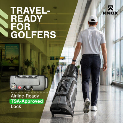 KNOX Golf Travel Bag Cover with Wheels, TSA Lock, and Padded Handles