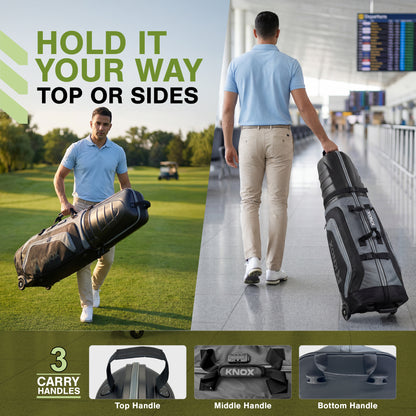 KNOX Golf Travel Bag Cover with Wheels, TSA Lock, and Padded Handles