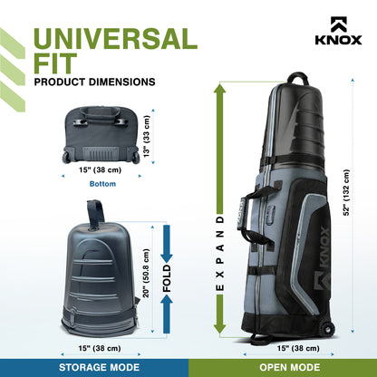 KNOX Golf Travel Bag Cover with Wheels, TSA Lock, and Padded Handles