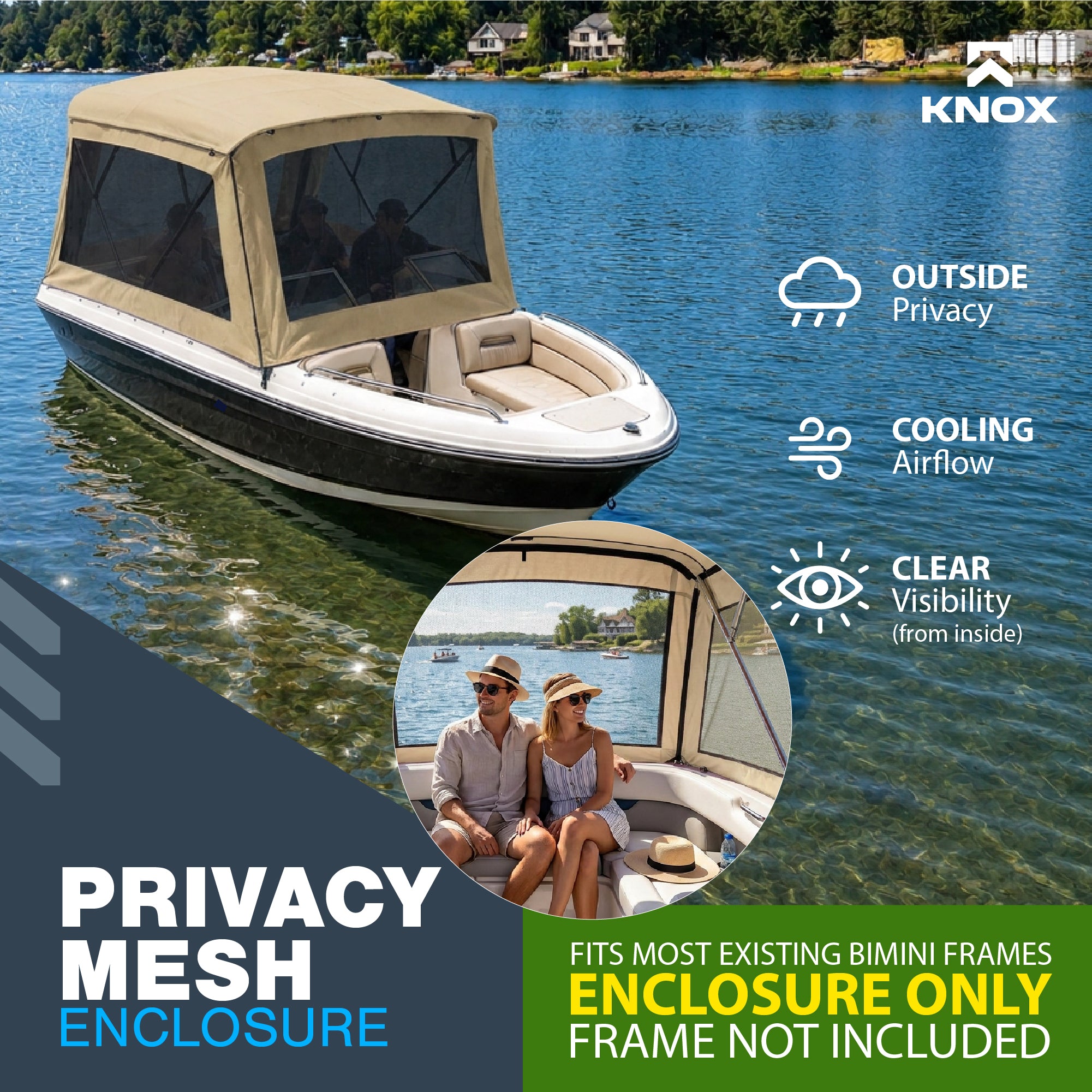 KNOX Universal 4 Bow Bimini Mesh Enclosure Only