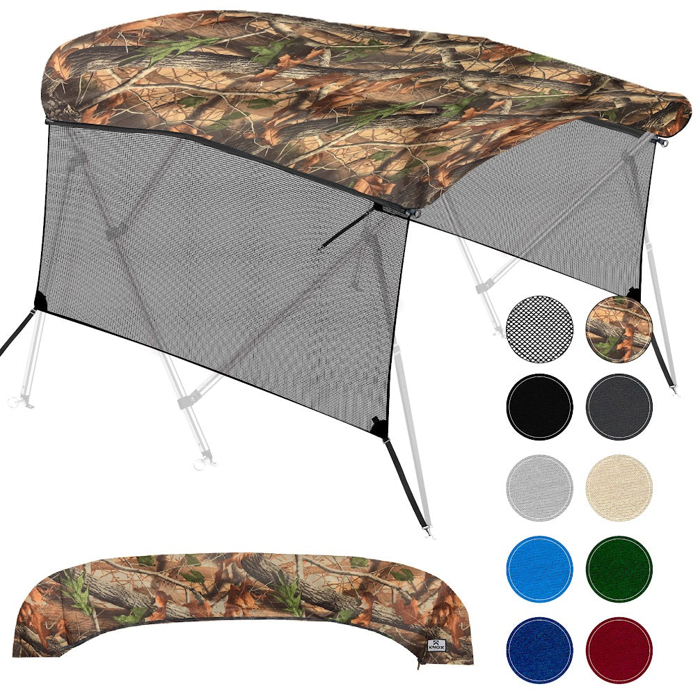 KNOX Pro Series Canvas With Sidewalls for 3 Bow Bimini Top, Mesh