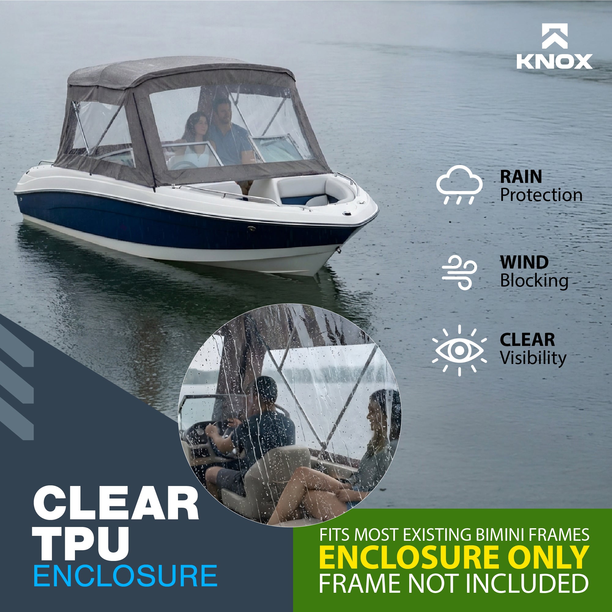 KNOX Universal 3 Bow Bimini Enclosure Only